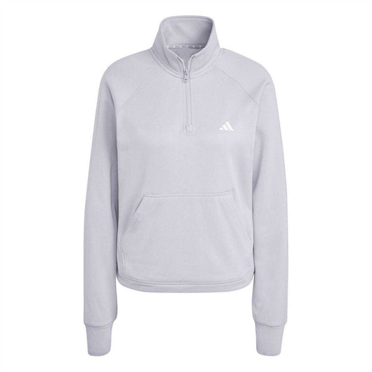 Grey - Front - Adidas Womens-Ladies Game & Go Aeroready Quarter Zip Top