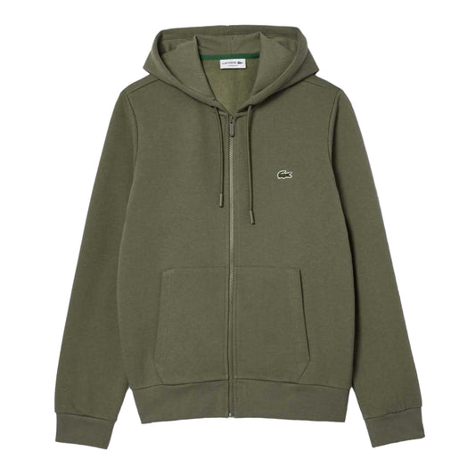 Green - Front - Lacoste Mens Fleece Full Zip Hoodie