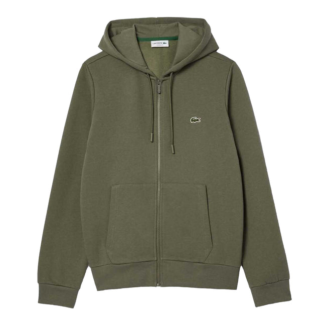 Green - Front - Lacoste Mens Fleece Full Zip Hoodie