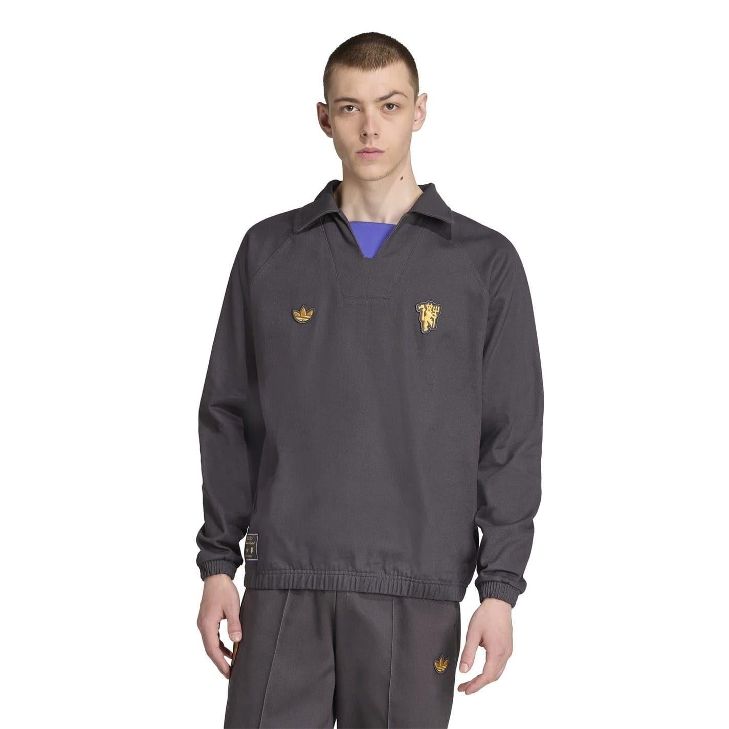 Black - Pack Shot - Adidas Mens Terrace Icons Manchester United FC Drill Top