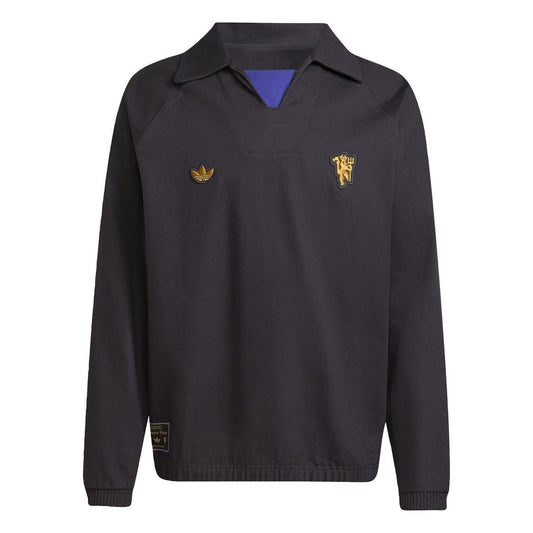 Black - Front - Adidas Mens Terrace Icons Manchester United FC Drill Top
