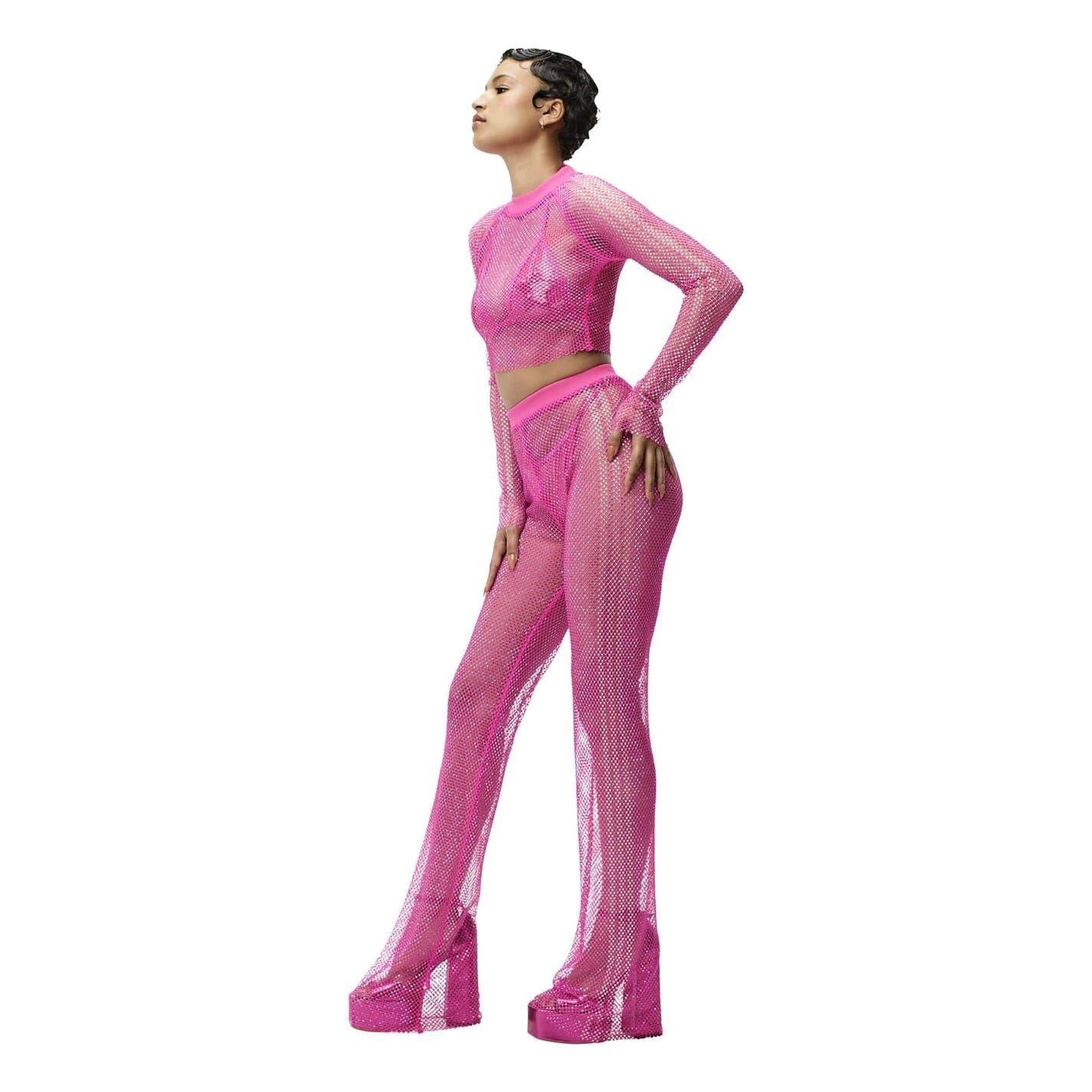 Pink - Pack Shot - Adidas Womens-Ladies Ivy Park Crystal Mesh Top