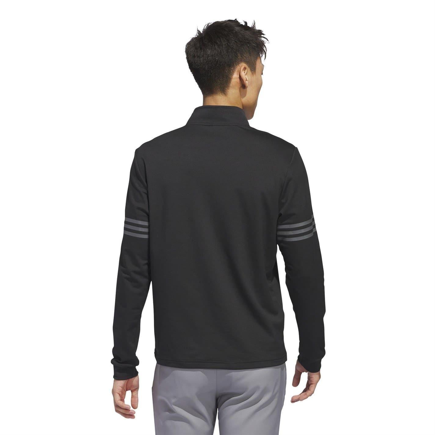 White-Black - Close up - Adidas Mens 3 Stripes Quarter Zip Track Top