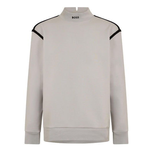 Pastel Grey - Front - Boss Mens Silas Mock Neck Long-Sleeved Sweatshirt