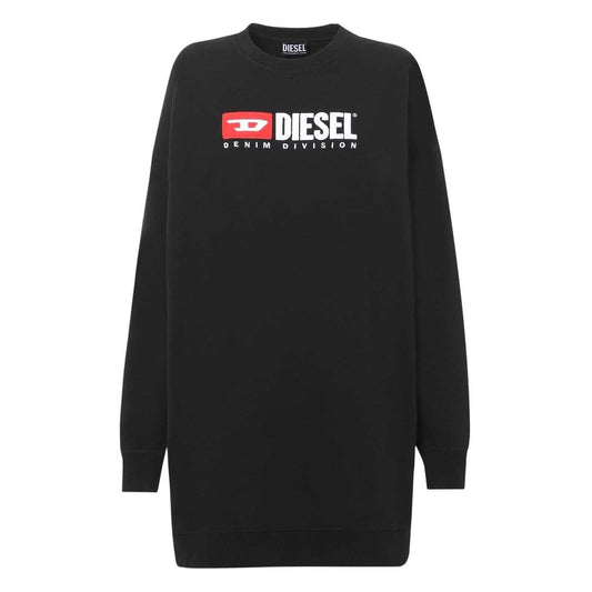 Black - Front - Diesel Womens-Ladies Denim Division Knee Length Sweatshirt Dress