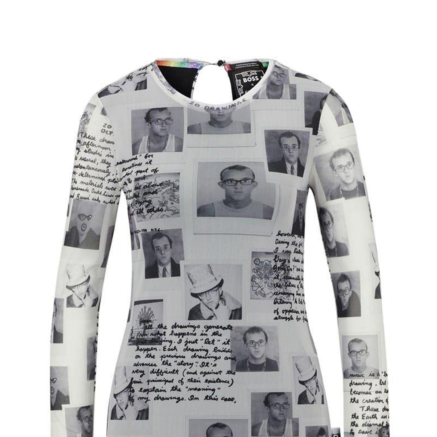 Black - Back - Boss Womens-Ladies Keith Haring Crew Neck Long-Sleeved Bodycon Dress