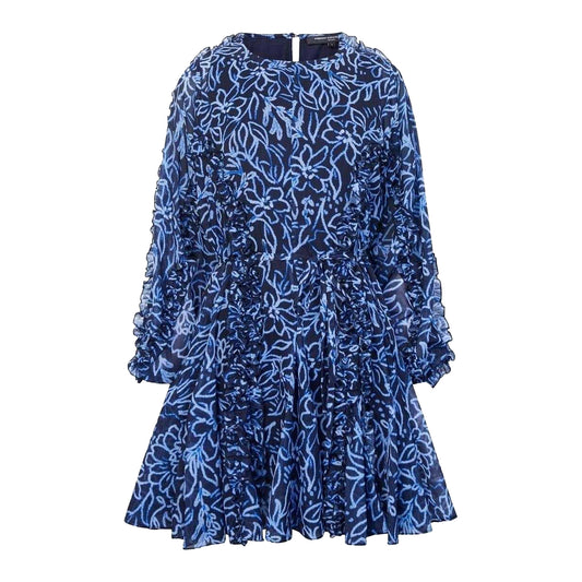 Navy - Front - French Connection Womens-Ladies Abstract Floral Crew Neck Mini Dress
