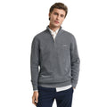 Grey Marl - Side - Gant Mens Cotton Pique Half Zip Sweater Top