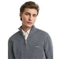 Grey Marl - Lifestyle - Gant Mens Cotton Pique Half Zip Sweater Top