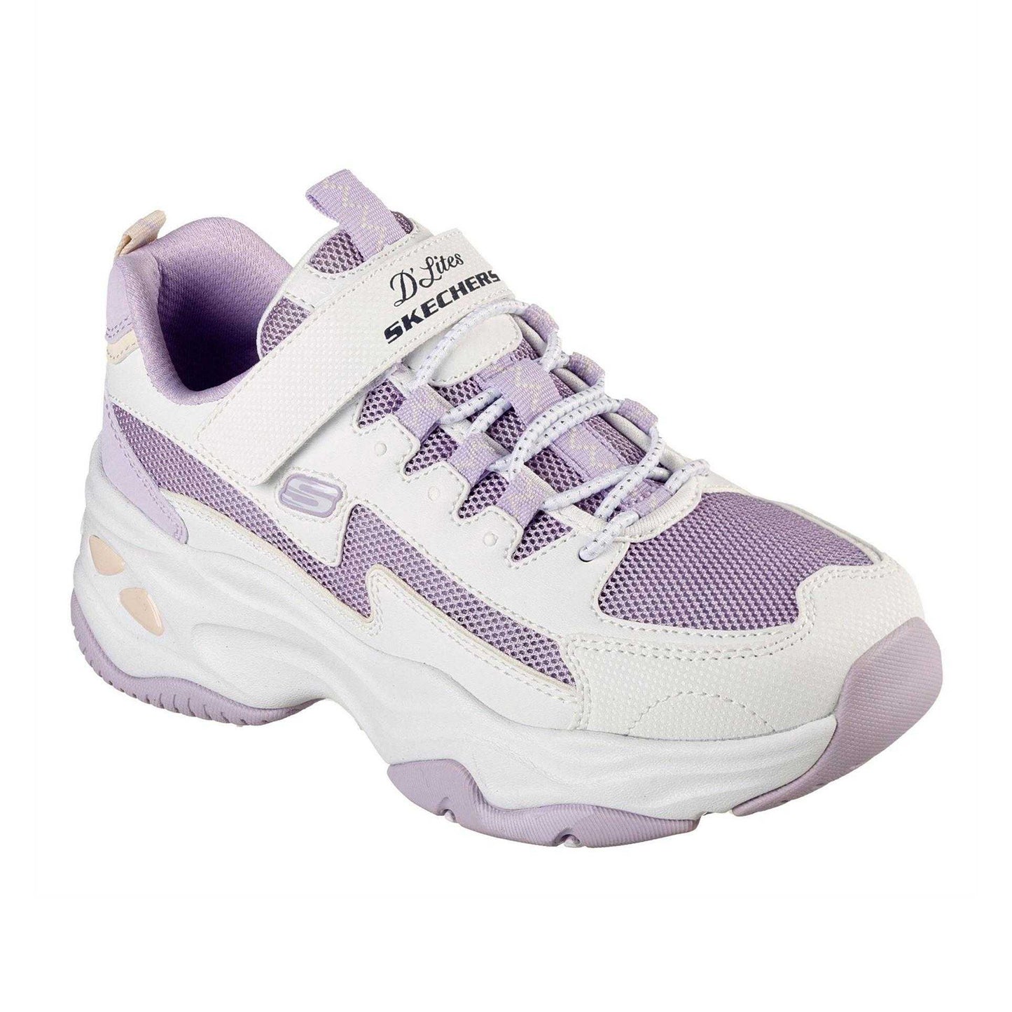 White-Lavender - Close up - Skechers Womens-Ladies D´Lites 4.0 Chunky Sole Trainers