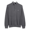 Grey Marl - Front - Gant Mens Cotton Pique Half Zip Sweater Top