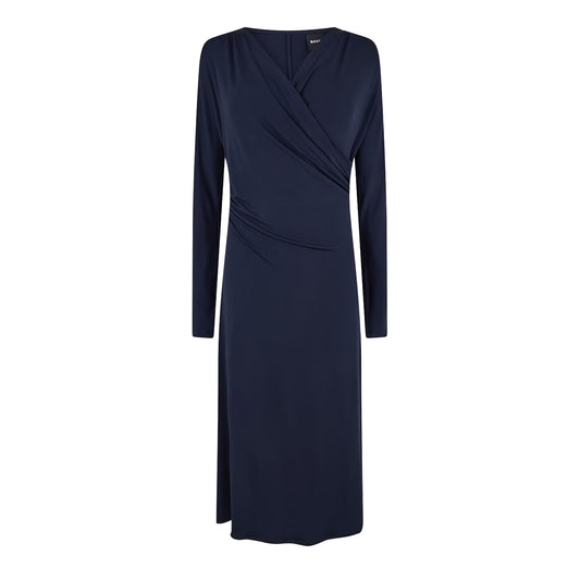 Dark Blue - Front - Boss Womens-Ladies Ettita V Neck Long-Sleeved Wrap Dress