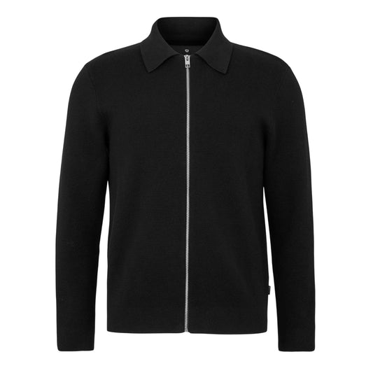 Black - Front - Jack And Jones Mens Knitted Collared Long-Sleeved Jacket