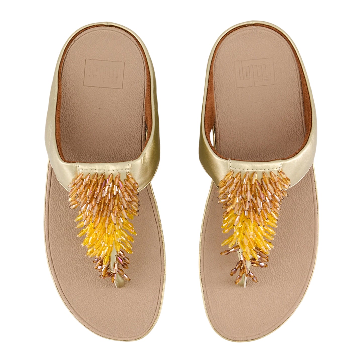 Beige - Close up - FitFlop Womens-Ladies Platino Rumba Ombre Leather Toe Post Sandals