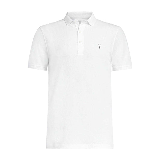 Optic White - Front - AllSaints Mens Pique Short-Sleeved Polo Shirt
