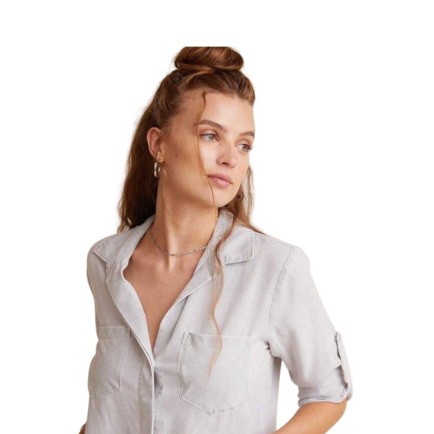 Foggy Dew - Side - Bella Dahl Womens-Ladies Back Slit Relaxed Fit 3-4 Sleeve Shirt