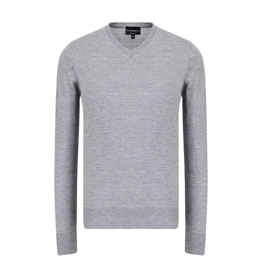 Grey - Front - Emporio Armani EA7 Mens V Neck Jumper