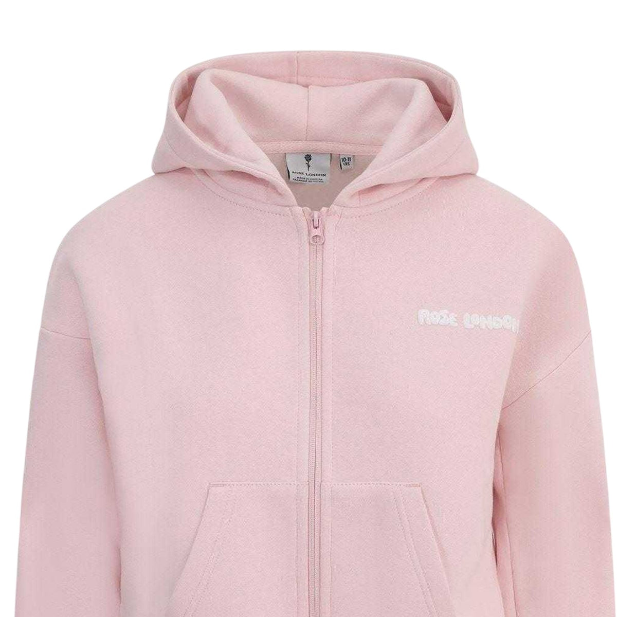 Pink - Side - Rose London Childrens-Kids Full Zip Hoodie