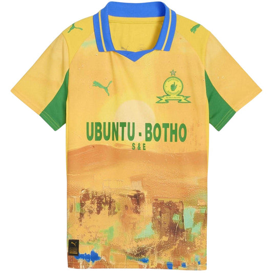 Yellow-Green - Front - Mamelodi Sundowns FC Childrens-Kids KidSuper 25-26 Puma Home Shirt