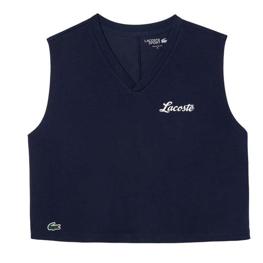 Blue - Front - Lacoste Womens-Ladies Printed Ultra Dry Sport Crop Top