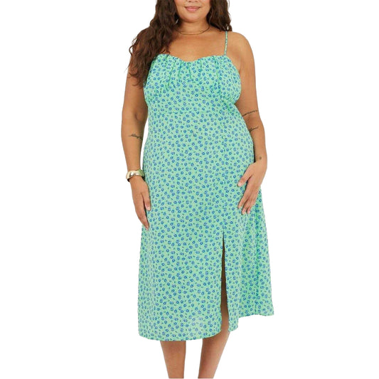 Green-Blue - Front - Brave Soul Womens-Ladies Curved Spaghetti Strap Midi Dress