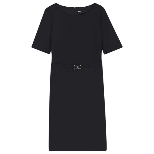 Dark Blue - Front - Boss Womens-Ladies Daleah Boat Neck Short-Sleeved Shift Dress