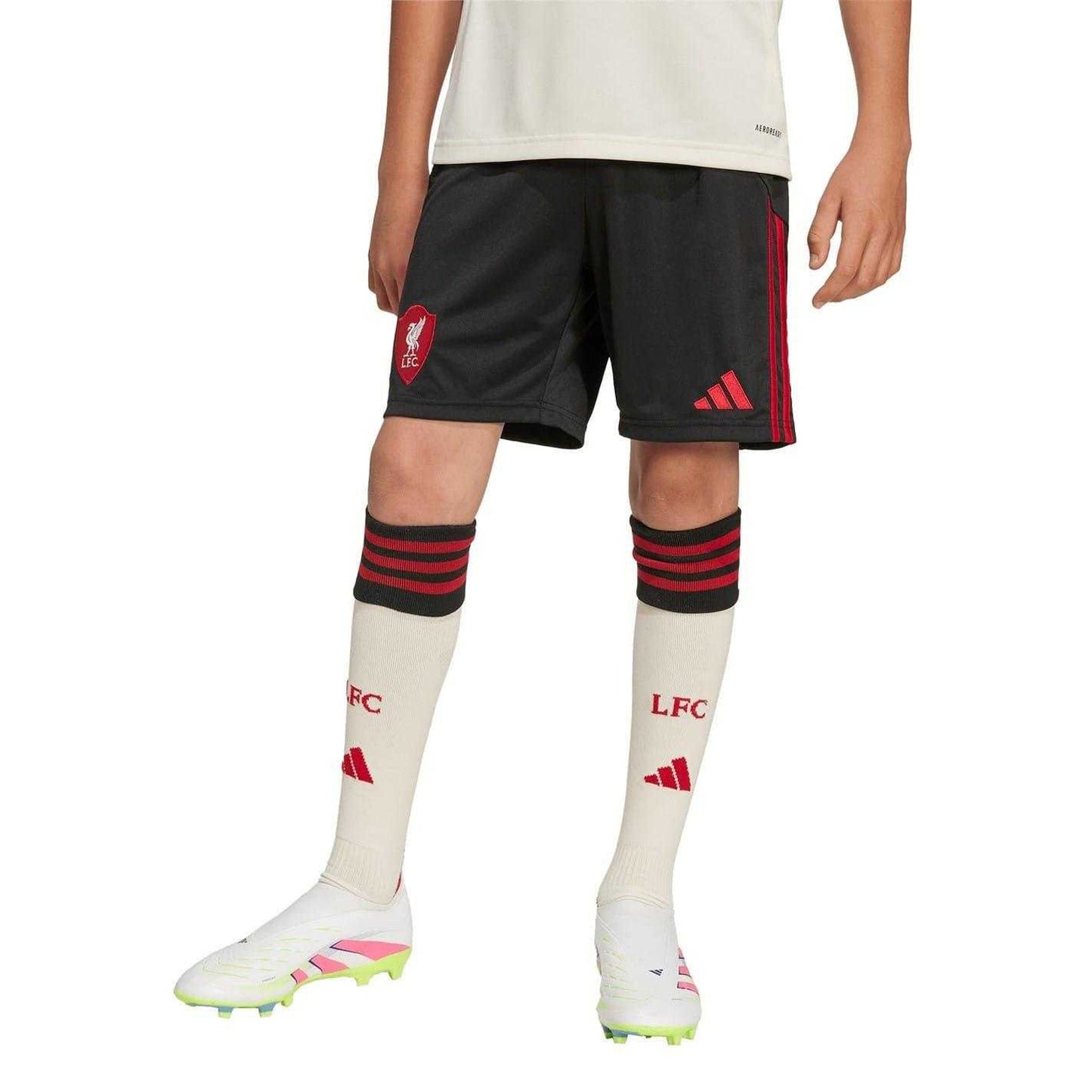 Black - Side - Adidas Childrens-Kids 25-26 Liverpool FC Away Shorts