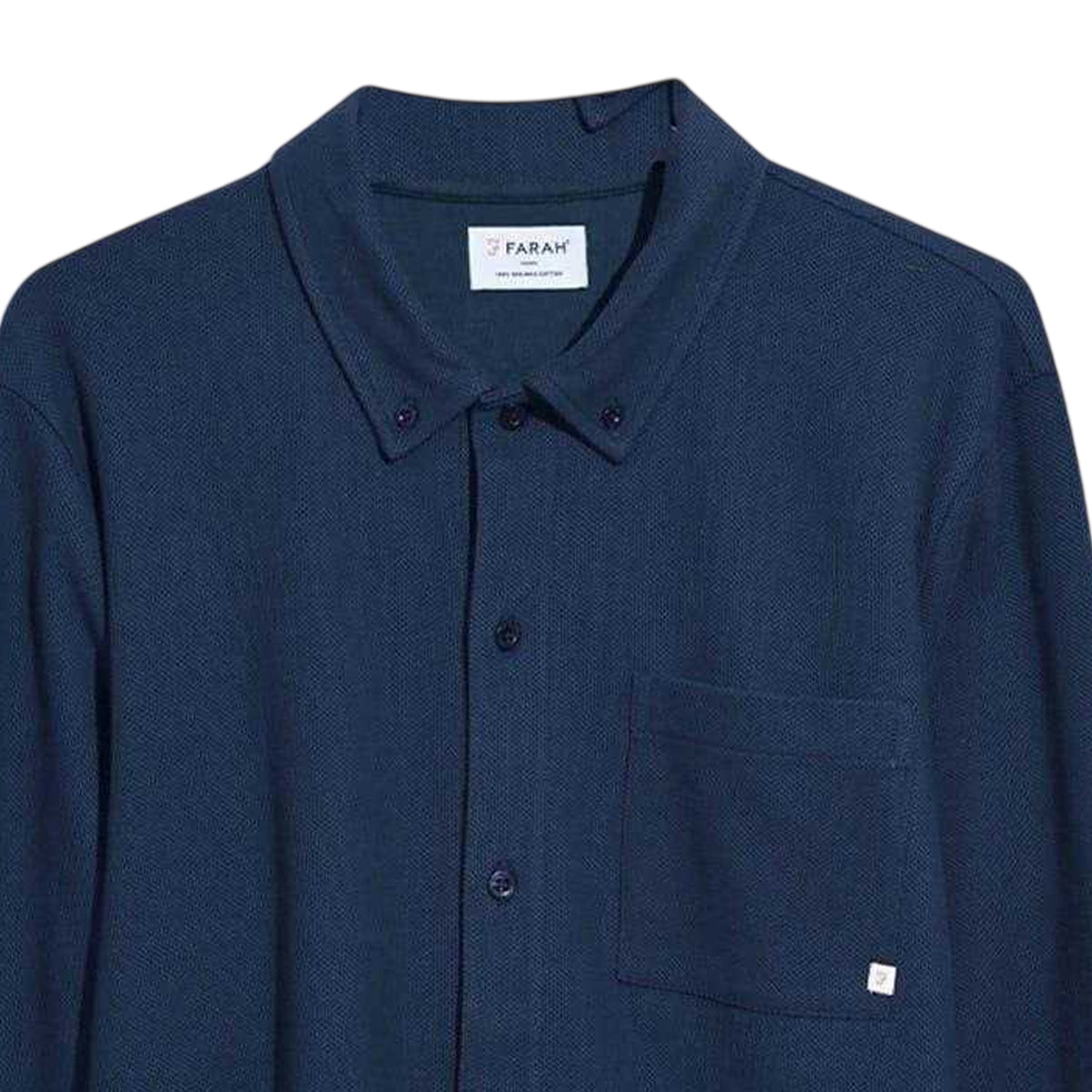 True Navy - Side - Farah Mens Textured Regular Long-Sleeved Shirt