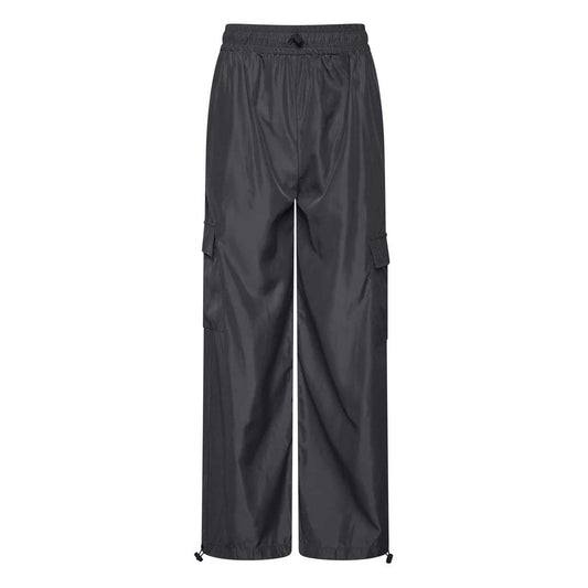 Graphite - Front - Gym King Womens-Ladies Satin Combat Trousers
