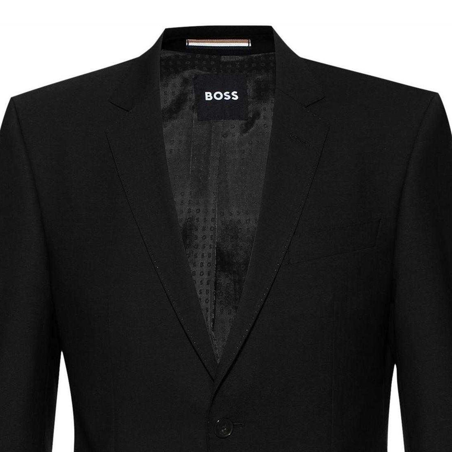 Black - Side - Boss Mens H-Huge Single-Breasted Slim Suit Jacket