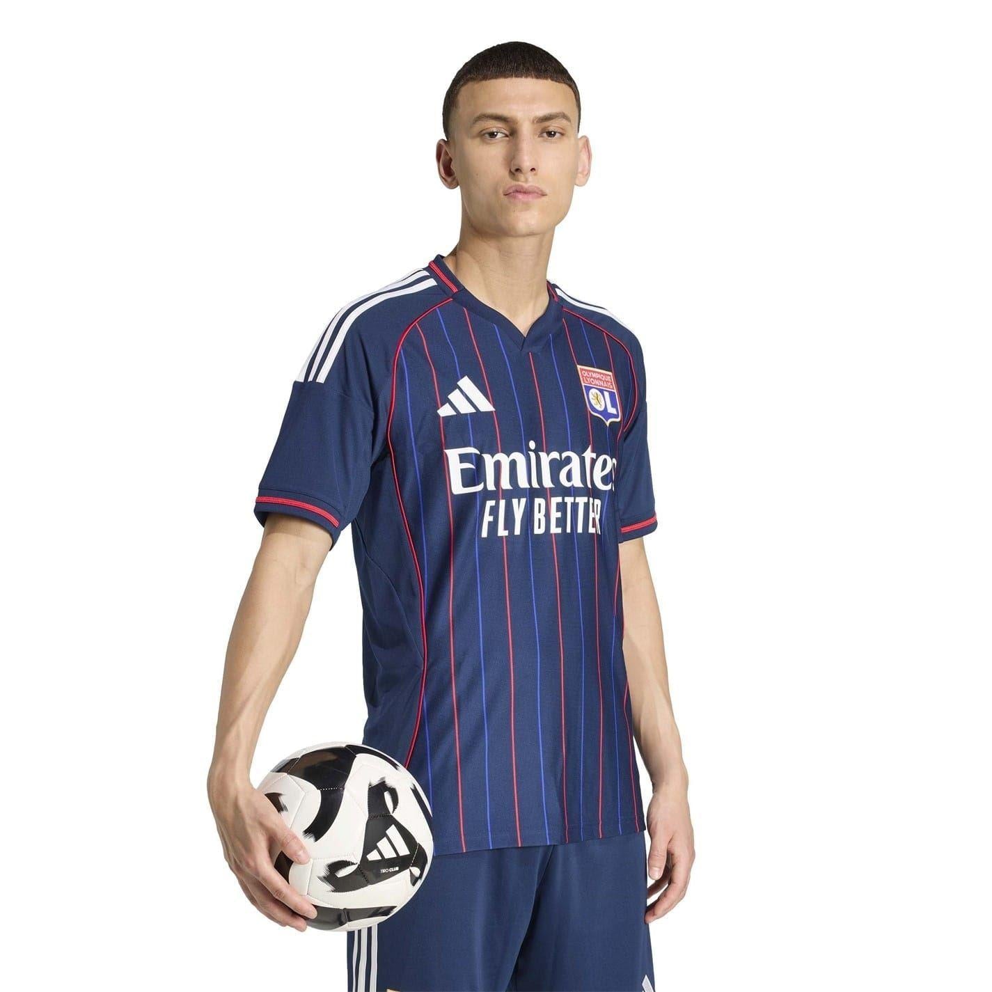 Blue - Pack Shot - Adidas Mens 2025-2026 Olympique Lyonnais Away Shirt