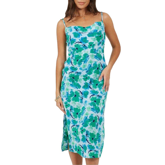 Green-Blue - Front - Brave Soul Womens-Ladies Floral Spaghetti Strap Midi Dress