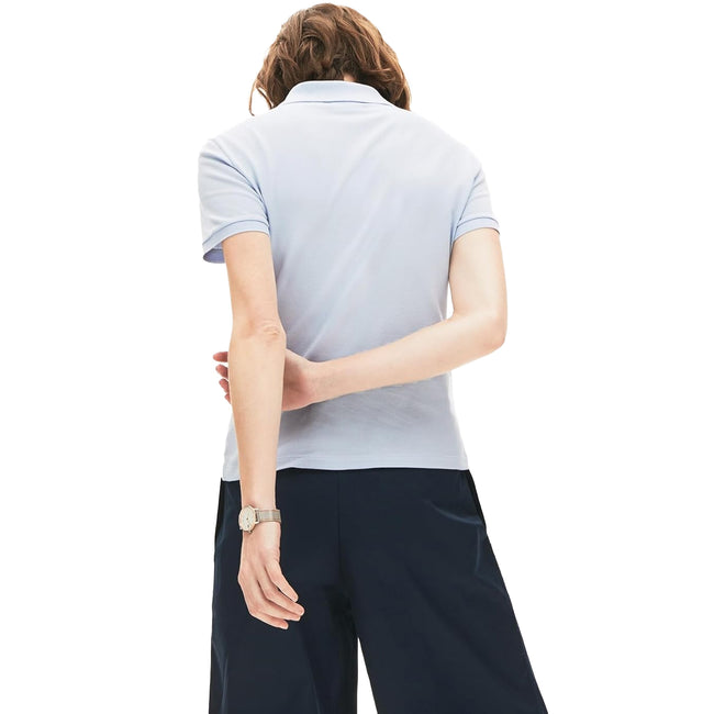 Blue - Back - Lacoste Womens-Ladies Mini Pique Stretch Slim Polo Shirt