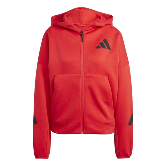 Ruby Red - Front - Adidas Womens-Ladies Z.N.E. Full Zip Hoodie