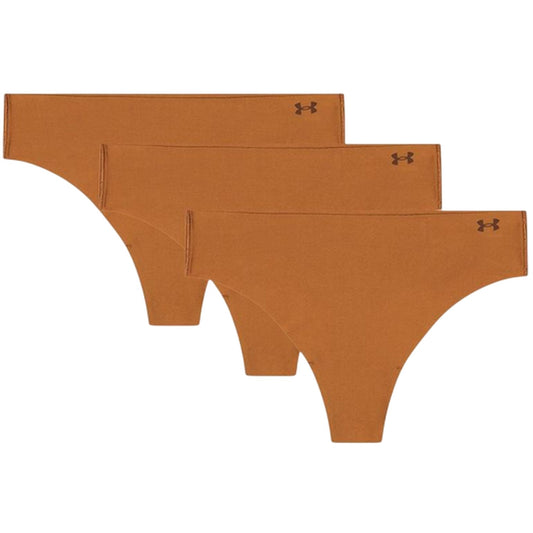 Brown - Front - Under Armour Womens-Ladies Plain High Leg Thong (Pack of 3)
