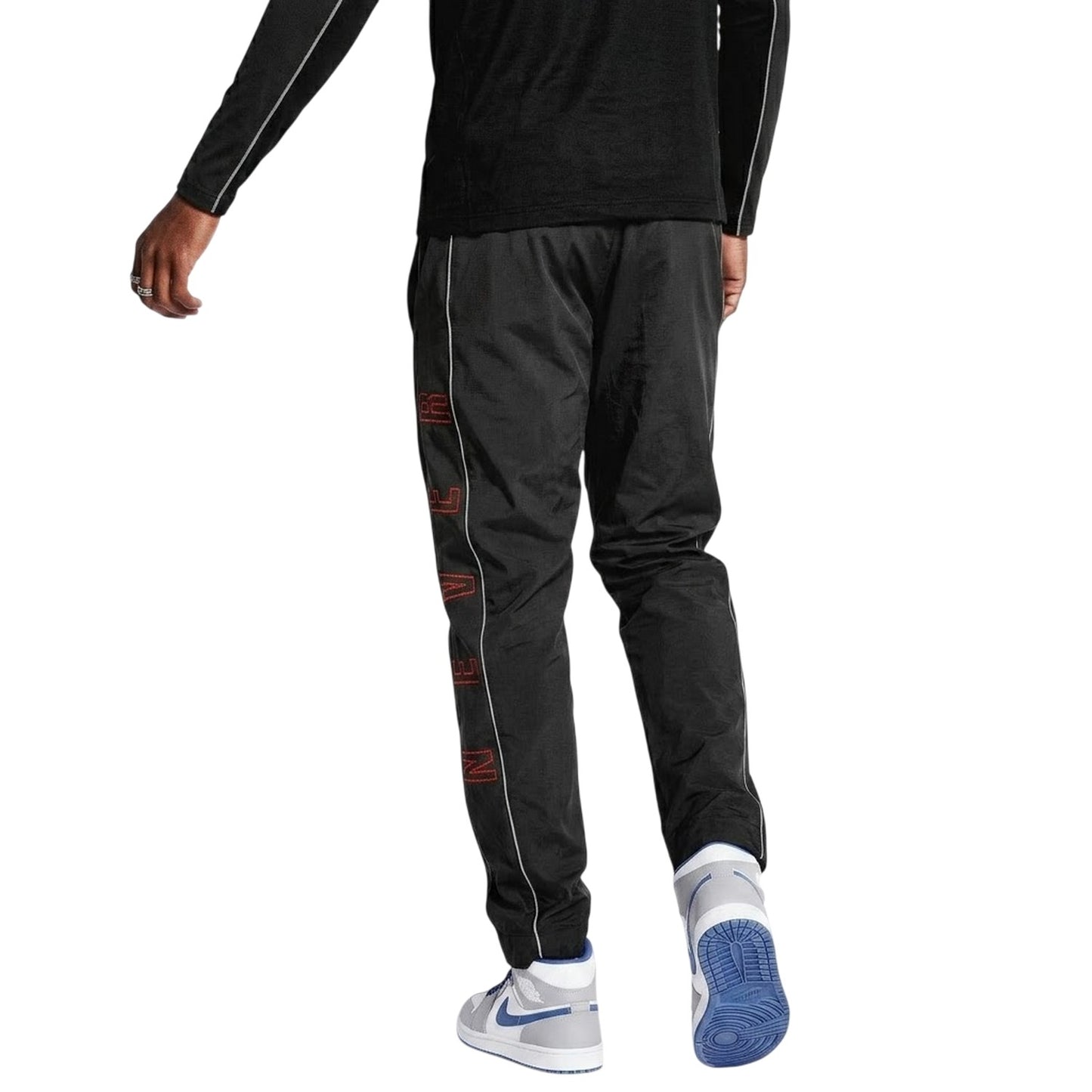Black - Back - Blood Brother Mens Racer Reflective Tracksuit Bottoms