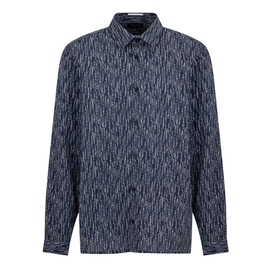 Navy - Front - Ted Baker Mens Abstract Recycled Long-Sleeved Shirt