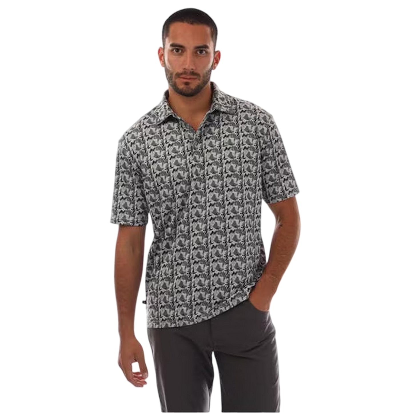 Harbour Mist - Side - Farah Mens Trawick Geometric Polo Shirt