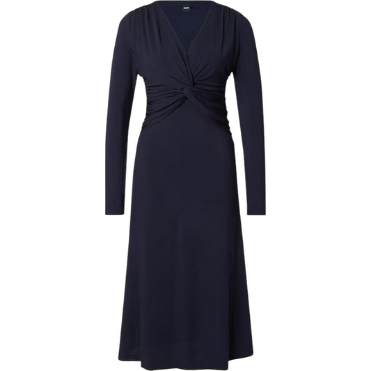 Dark Blue - Front - Boss Womens-Ladies Eulo V Neck Long-Sleeved Wrap Dress