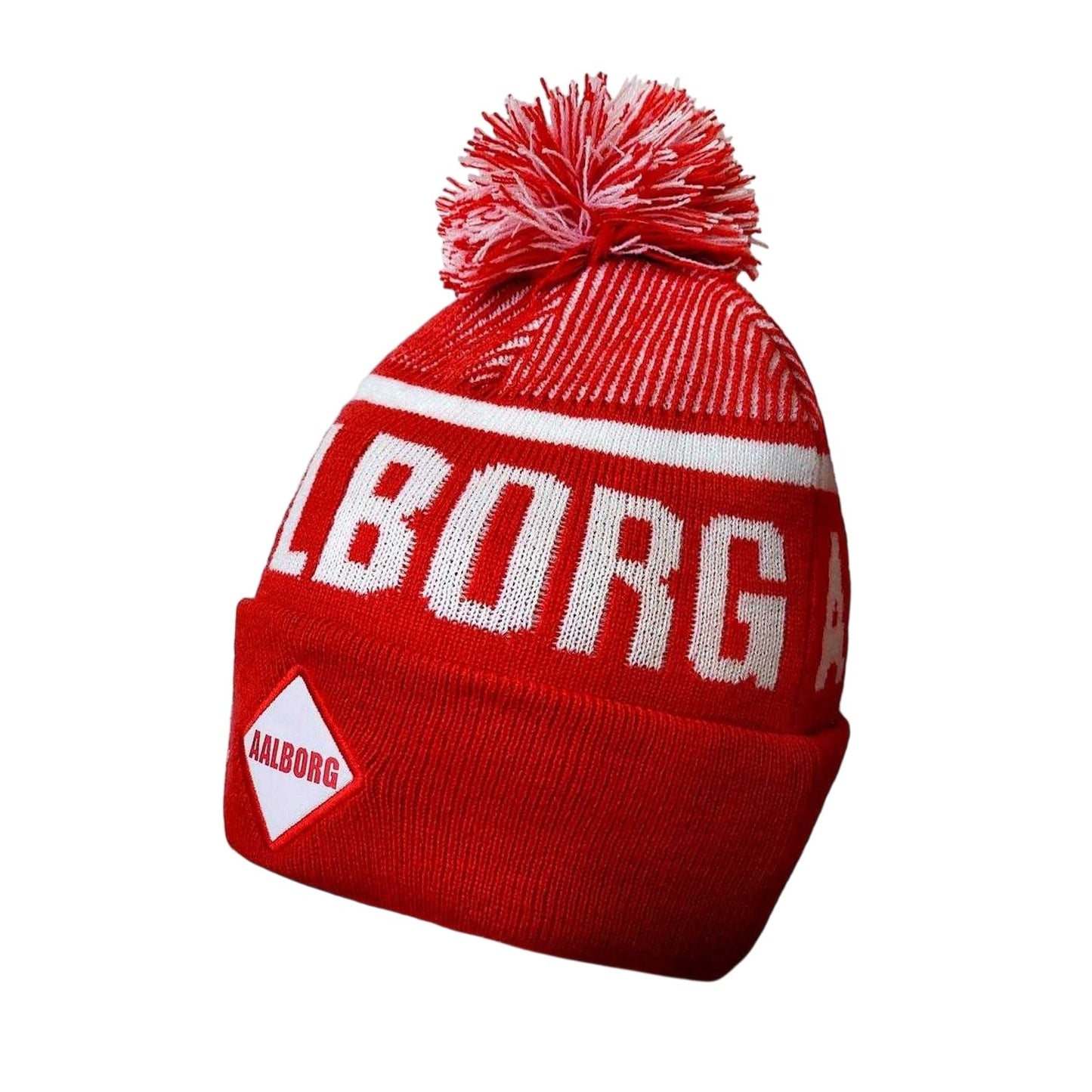 Red-White - Back - Team Unisex Adult Aalborg Knitted Beanie