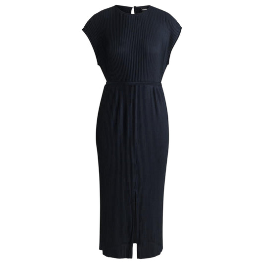 Dark Blue - Front - Boss Womens-Ladies Emaura Crew Neck Short-Sleeved Midi Dress