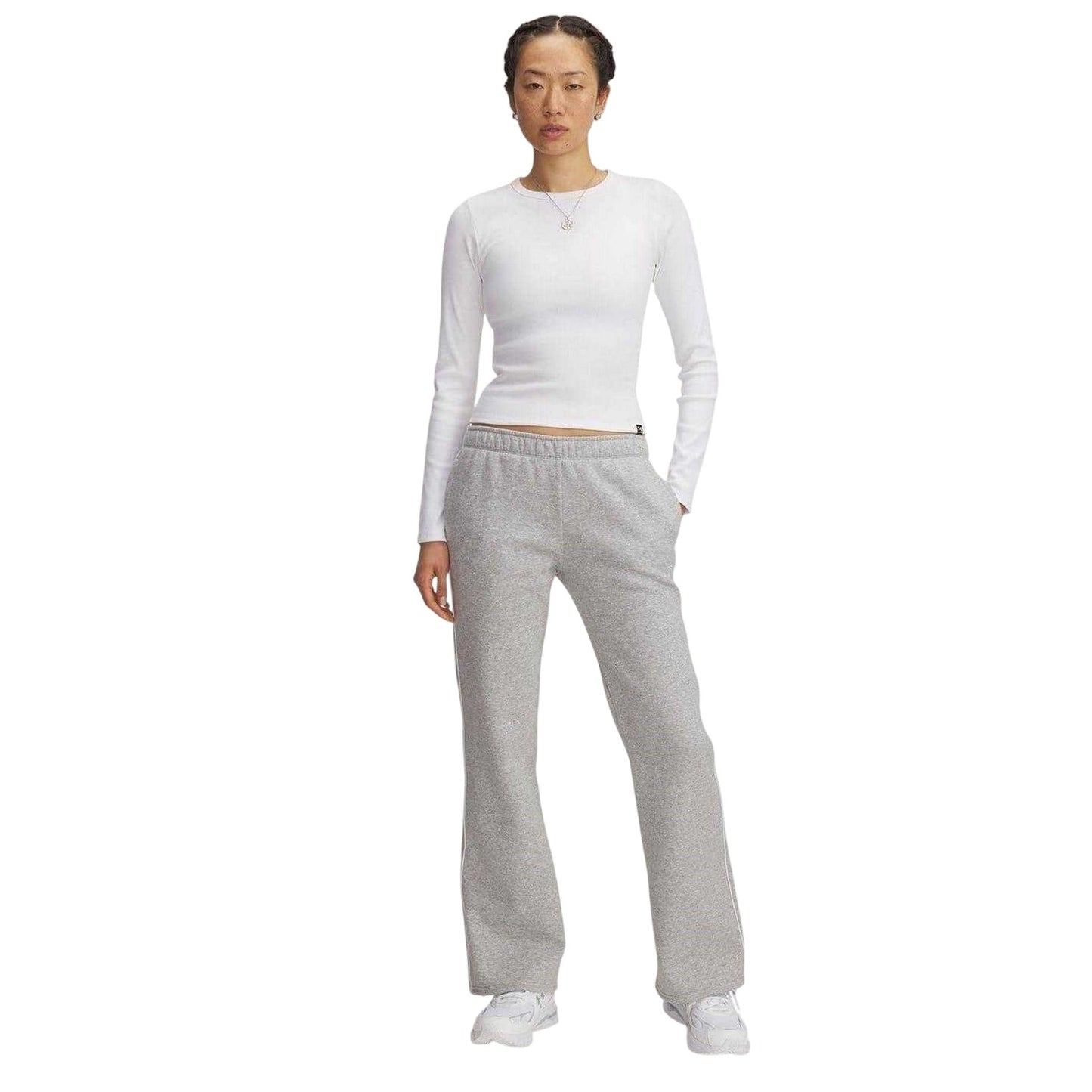Grey Heather Heather - Side - Under Armour Womens-Ladies Rival Side Stripe Flared Sweatpants