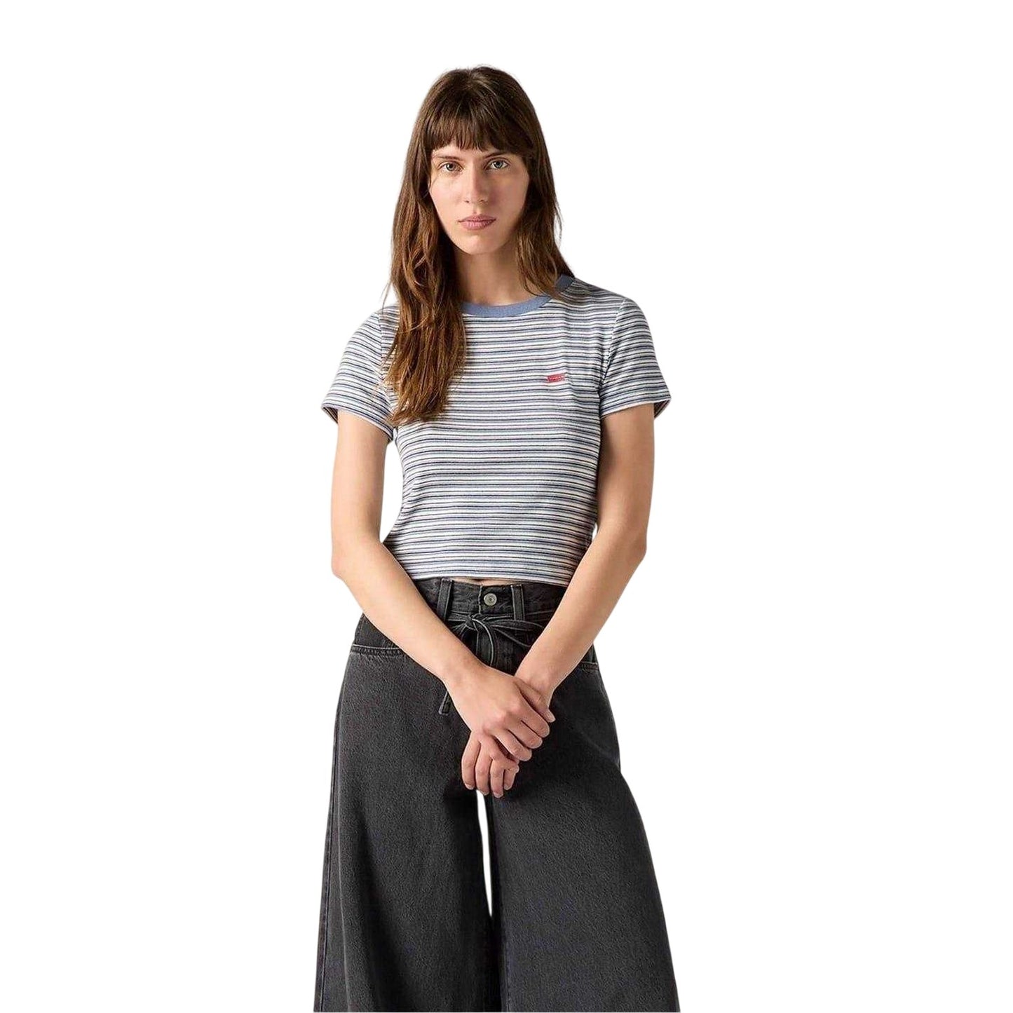 Cloud Dancer - Side - Levis Womens-Ladies Essential Sporty Striped Crop Top