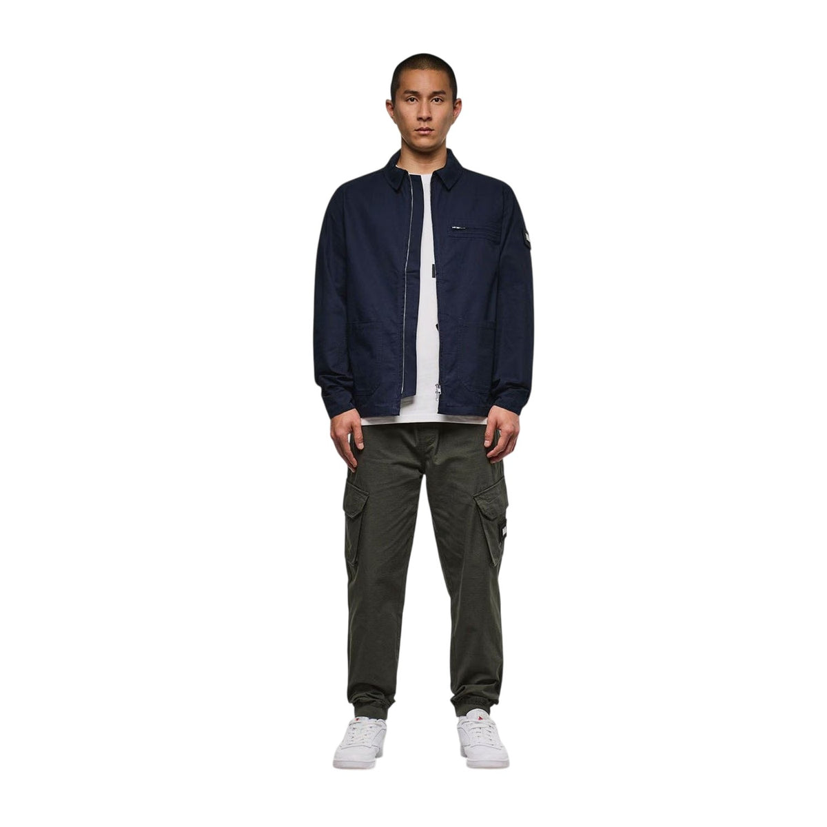 Navy - Side - Weekend Offender Mens Caleb Service Overshirt