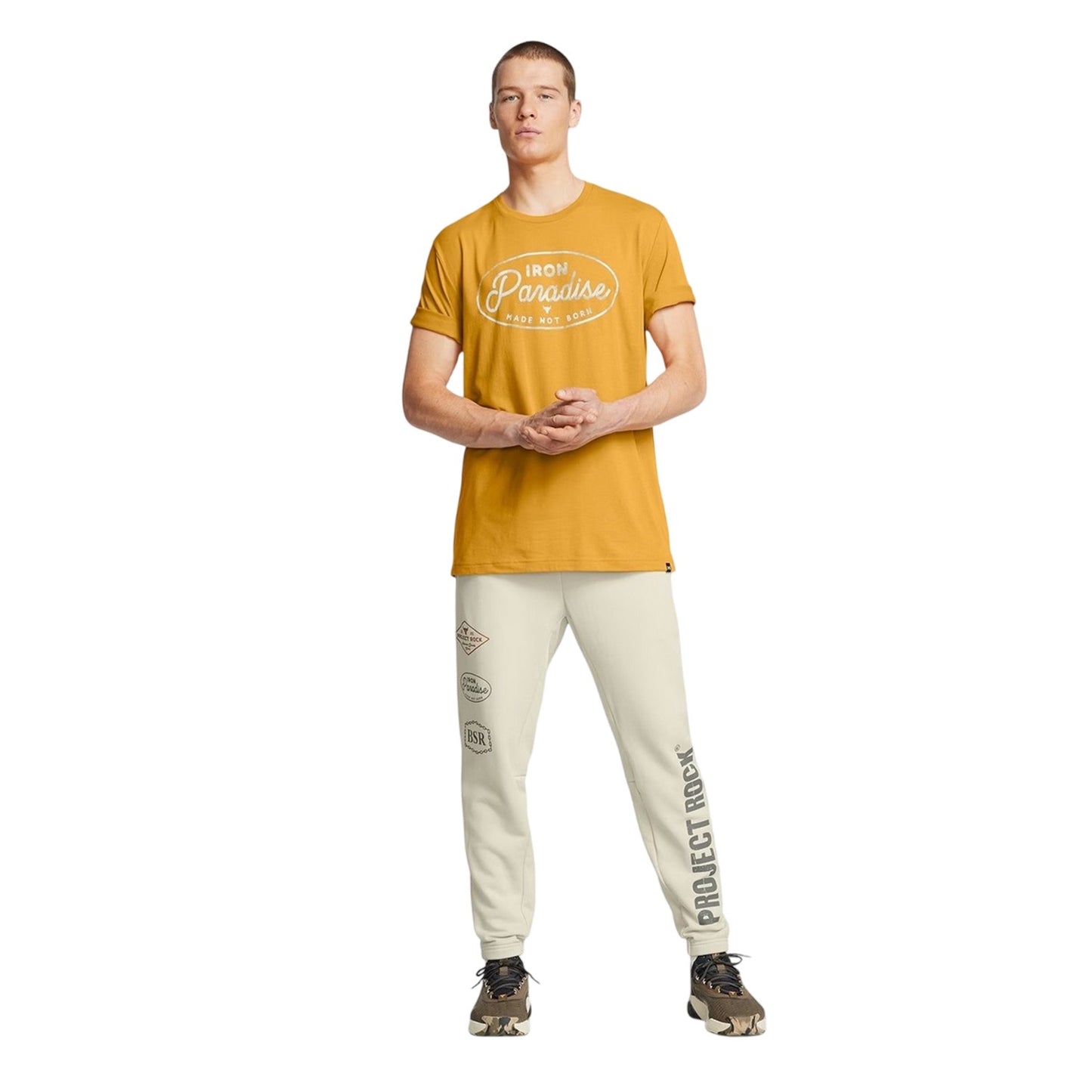 White - Side - Under Armour Mens Project Rock Graphic Print Joggers
