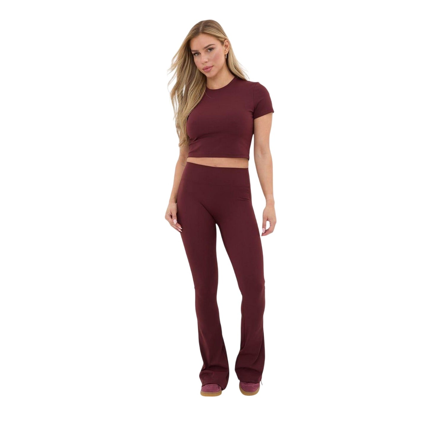 Burgundy - Lifestyle - I Saw It First Womens-Ladies Seamless Short-Sleeved Crop Top