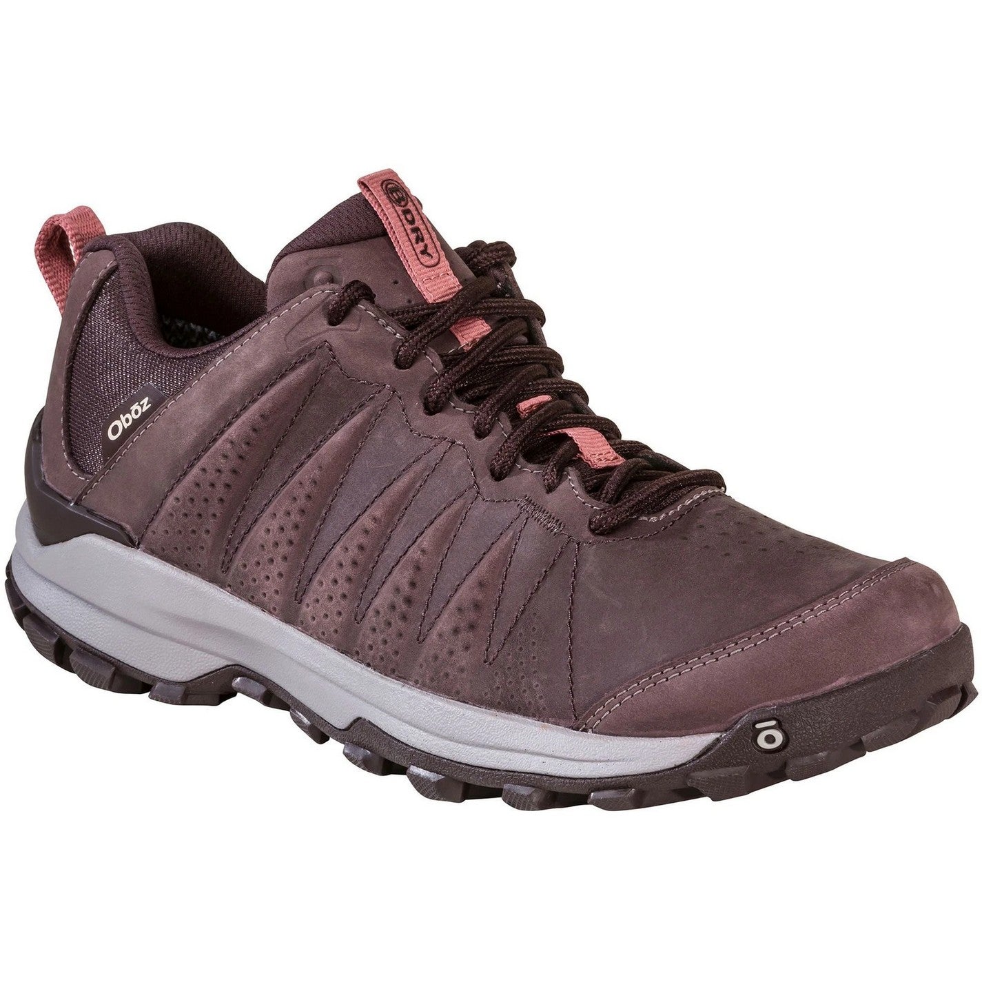 Purple - Close up - Oboz Womens-Ladies Sypes Leather Round Toe Hiking Shoes