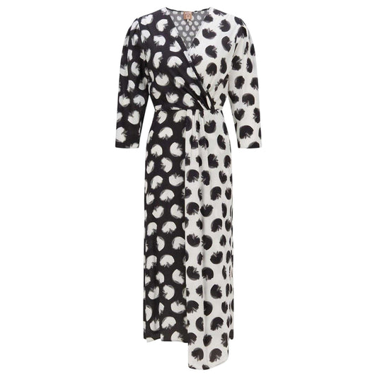 Black-White - Front - Boss Womens-Ladies Polka Dot 3-4 Sleeve Wrap Dress