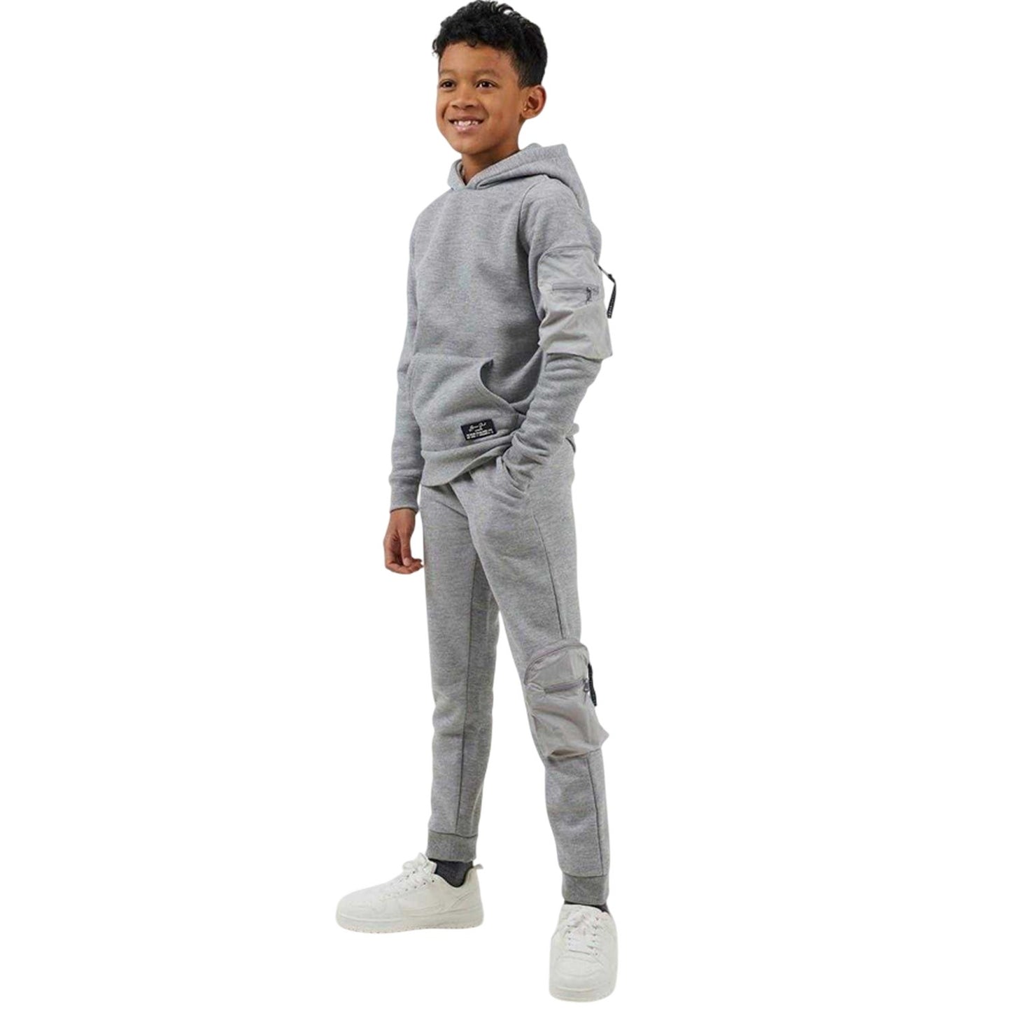 Light Grey - Lifestyle - Brave Soul Boys Long-Sleeved Drawstring Hoodie
