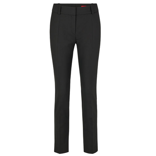 Black - Front - Hugo Womens-Ladies Hetana Straight Trousers